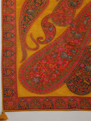 Printed Dola Silk Mustard Saree