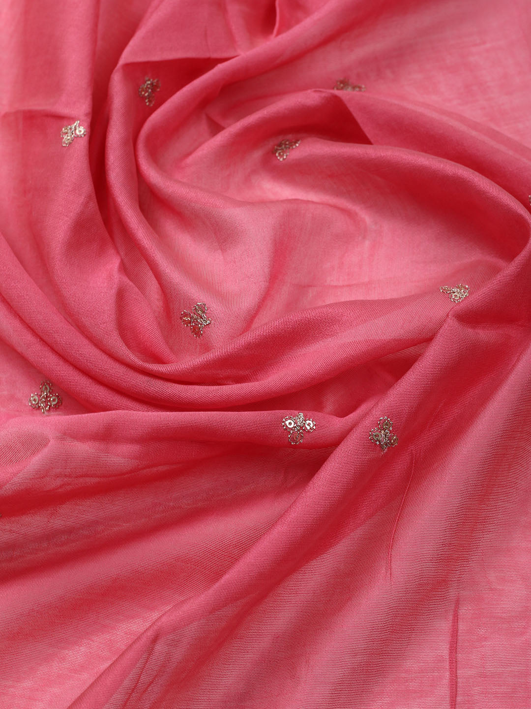 Neck Embroidered Chanderi Unstitched Suit With Dupatta
