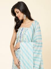 Printed Cotton Unstitched Suit Piece With Dupatta