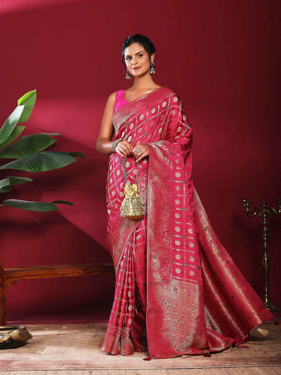 Woven Design Satin Saree