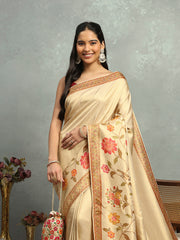 Floral Printed Woven Design Dola Silk Saree