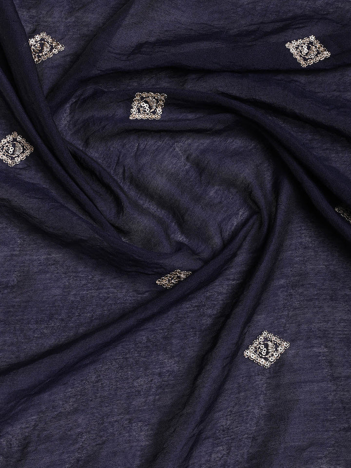Neck Embroidered Cotton Blend Unstitched Suit With Dupatta