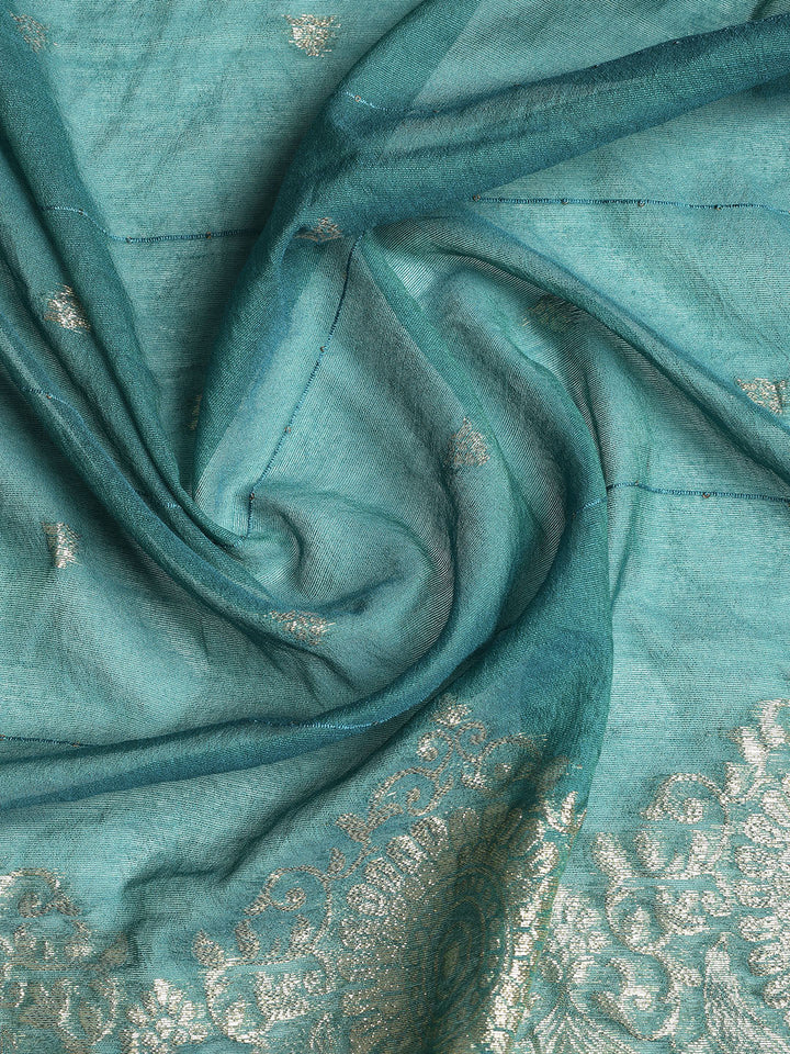 Neck Embroidered Cotton Blend Unstitched Suit With Dupatta