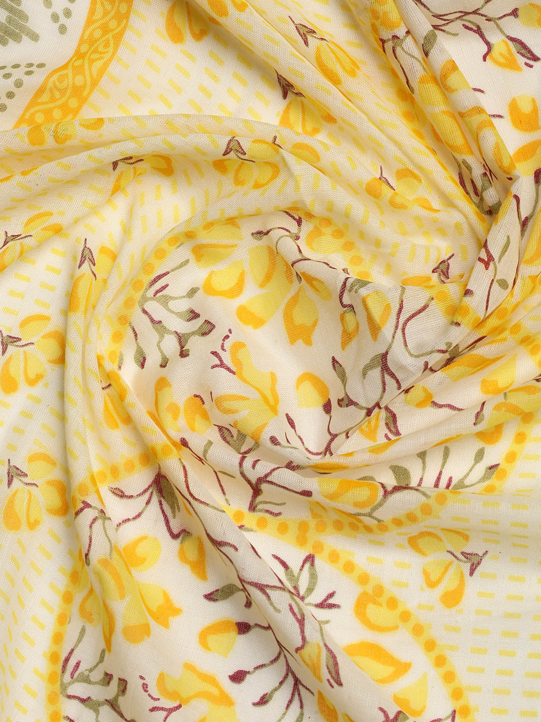 Printed Cotton Blend Unstitched Suit With Dupatta