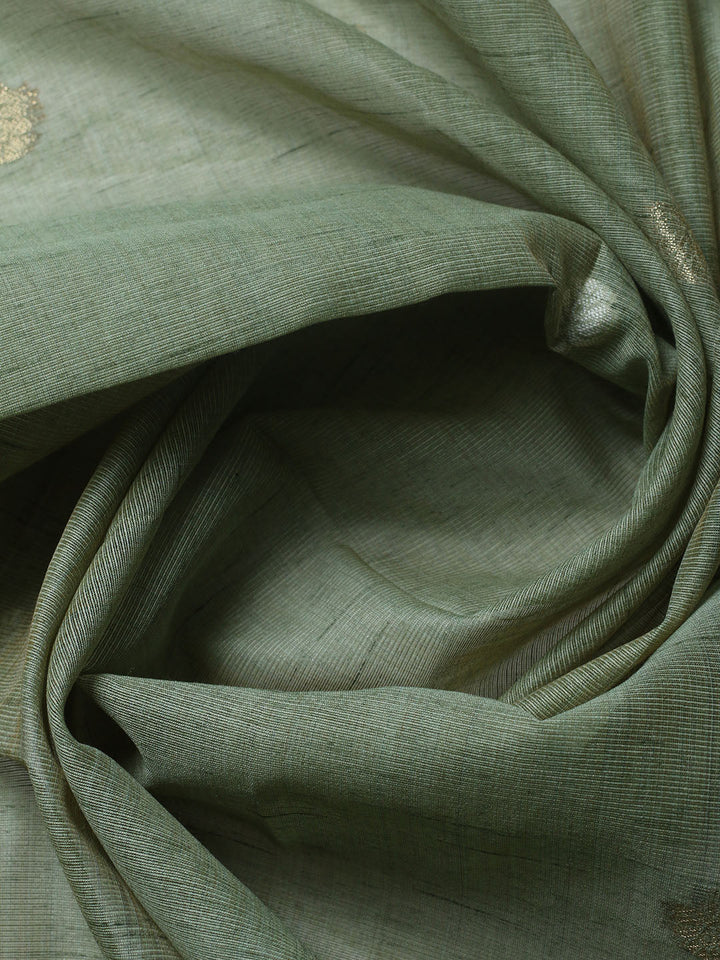 Printed Chanderi Unstitched Suit With Pant &amp; Dupatta