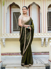 Embroidered Satin Saree