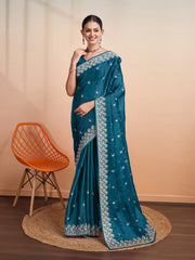 Embroidered Linen Blend Saree