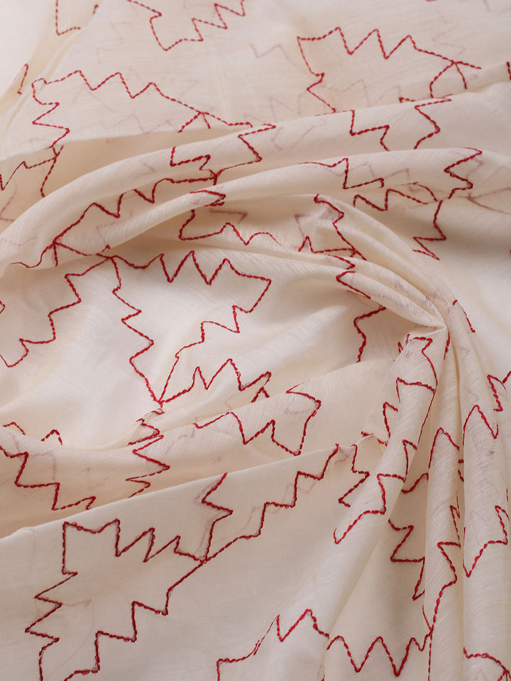Neck Embroidered Cotton Blend Unstitched Suit With Dupatta