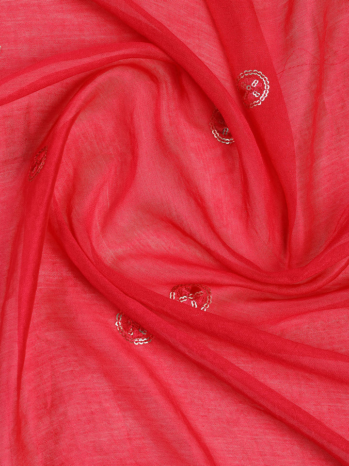 Neck Embroidered Chanderi Unstitched Suit With Dupatta