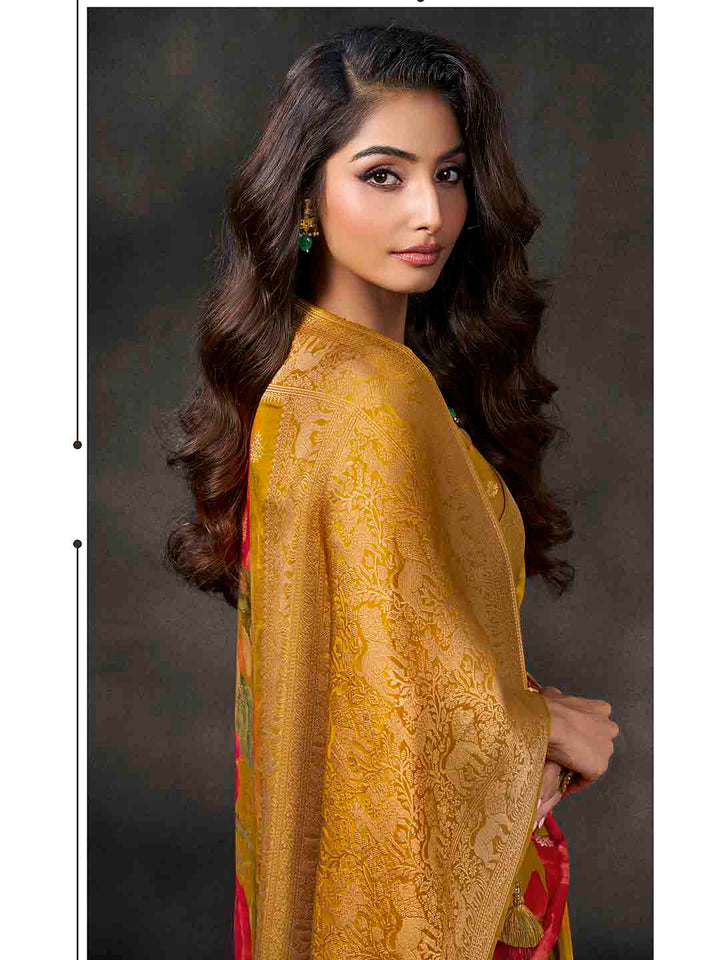 Floral Printed Dola Silk Saree