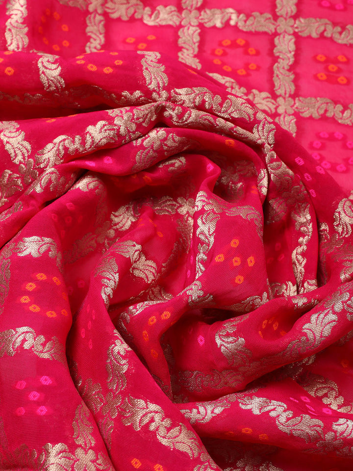 Embroidered Chanderi Unstitched Suit With Pant &amp; Dupatta