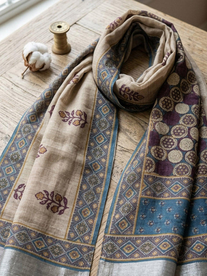 Embroidered Art Silk Unstitched Suit With Pant &amp; Dupatta