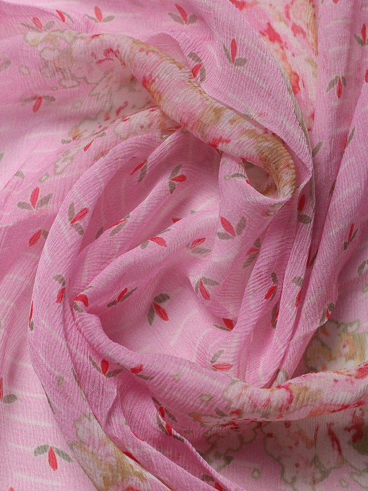 Printed Muslin Unstitched Suit With Pant &amp; Dupatta