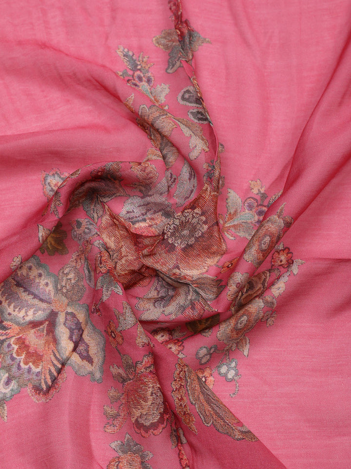 Embellished Muslin Unstitched Suit With Pant &amp; Dupatta