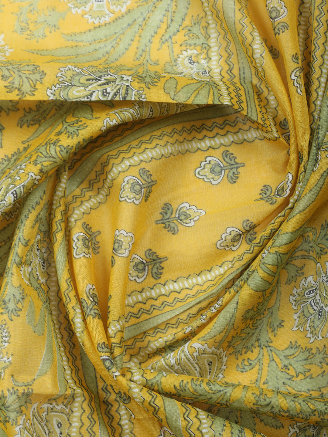 Printed Chanderi Unstitched Suit With Pant &amp; Dupatta