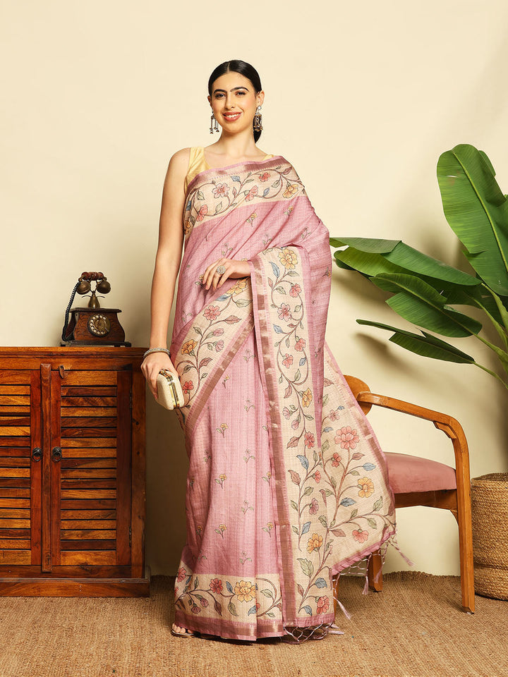 Printed Tussar Saree