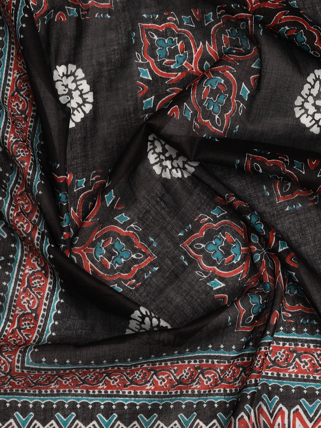 Printed Cotton Blend Unstitched Suit With Dupatta