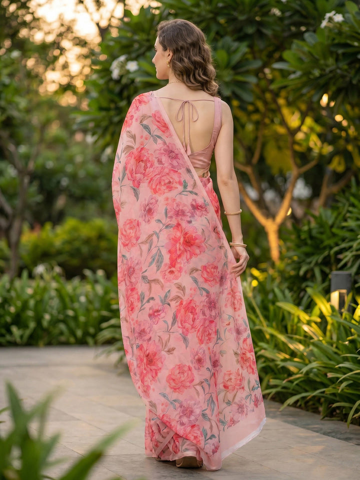 Digital Print Chiffon Saree