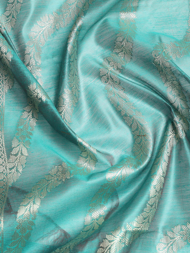 Woven Banarasi Chanderi Unstitched Suit With Dupatta