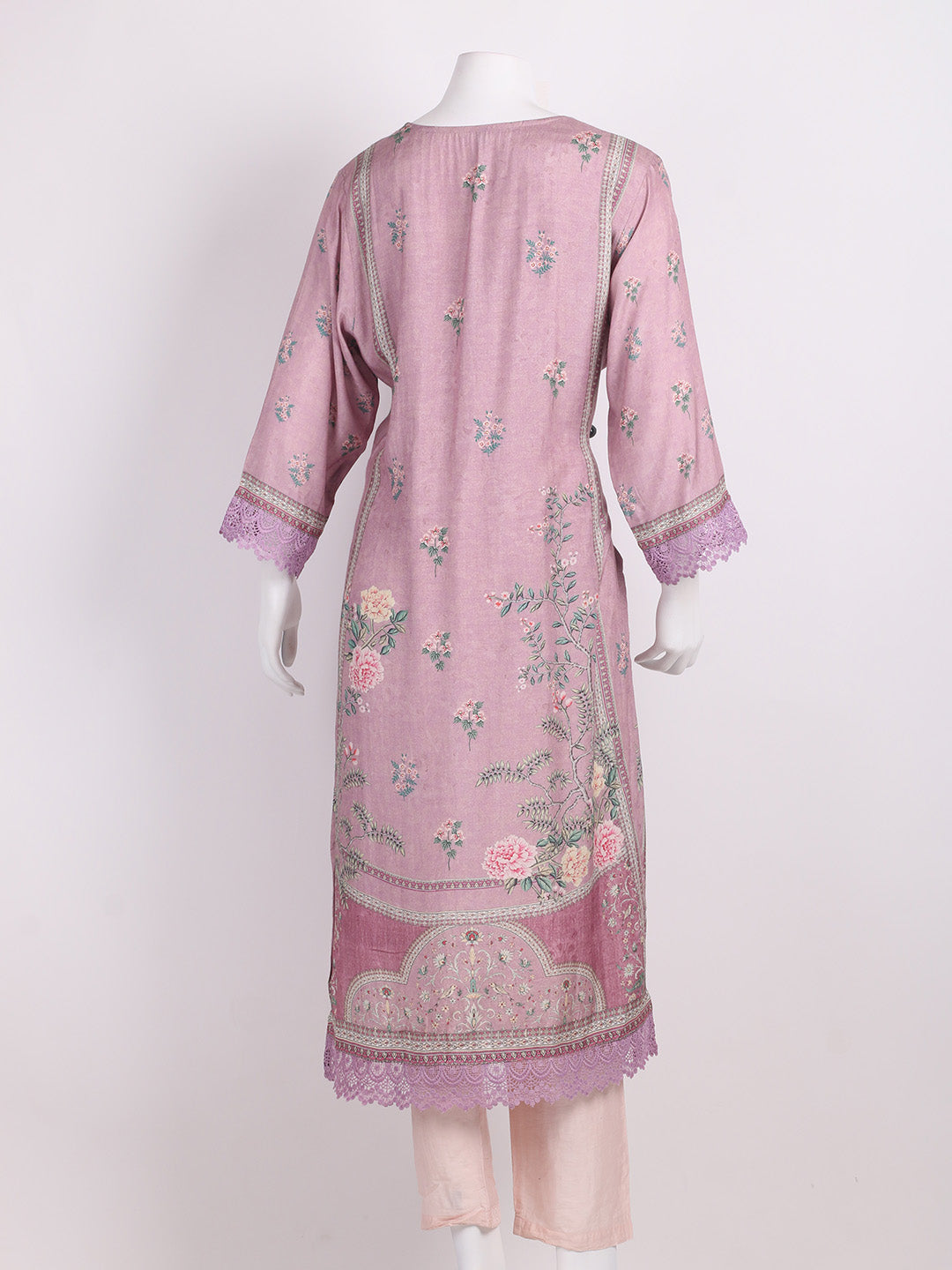 Floral Printed Muslin Kurta With Pants &amp; Dupatta