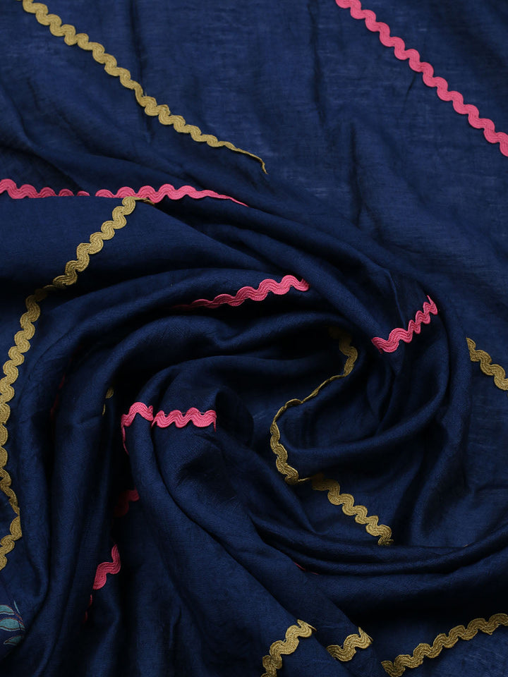 Embroidered Cotton Blend Unstitched Suit With Pant &amp; Dupatta