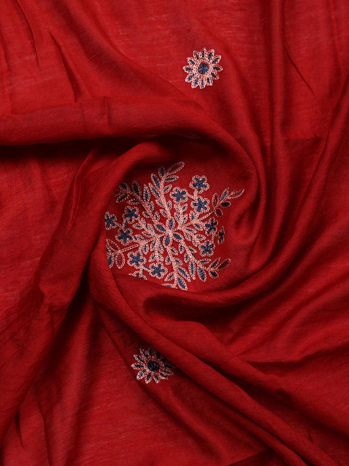Embroidered Cotton Blend Unstitched Suit With Pant &amp; Dupatta