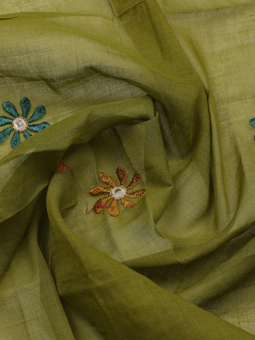 Embroidered Cotton Blend Unstitched Suit With Pant &amp; Dupatta