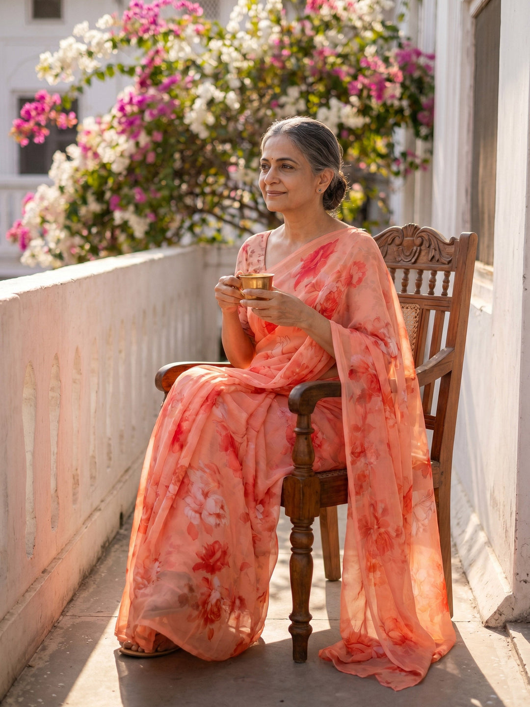 Digital Print Chiffon Saree