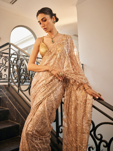 Sequin Embroidered Net Saree