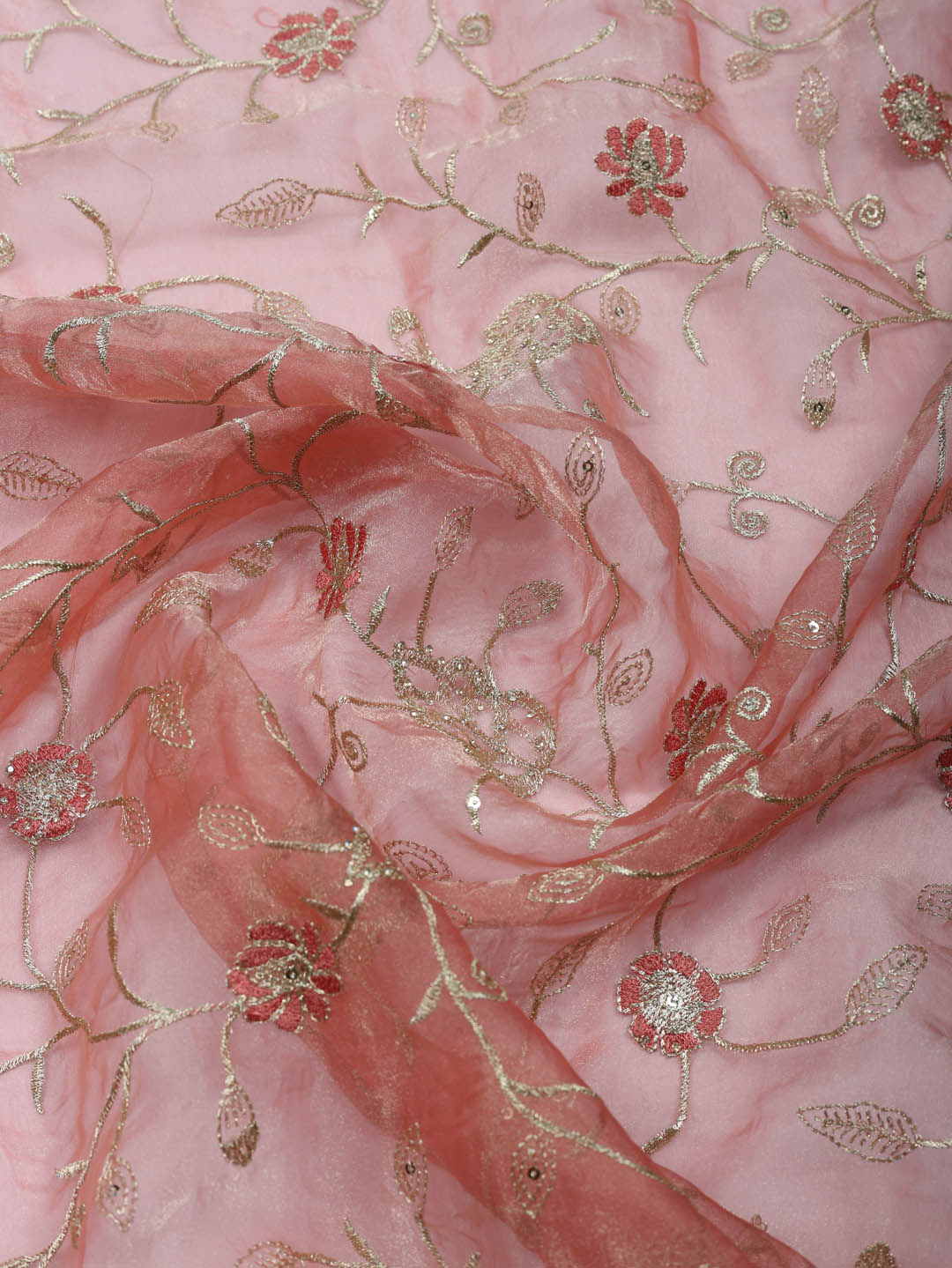 Embroidered Tissue Unstitched Suit With Pant &amp; Dupatta