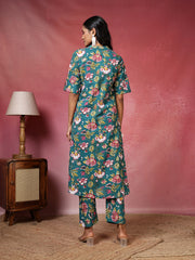 Printed Cotton Blend Kurta With Pants