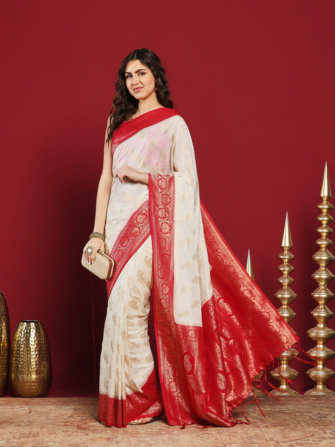 Plain Crepe Saree