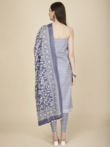 Neck Patti Printed Cotton Unstitched Suit Piece With Dupatta