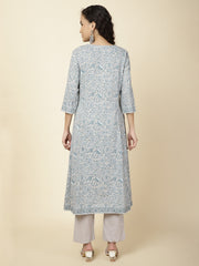 Floral Printed Cotton Kurta With Pants