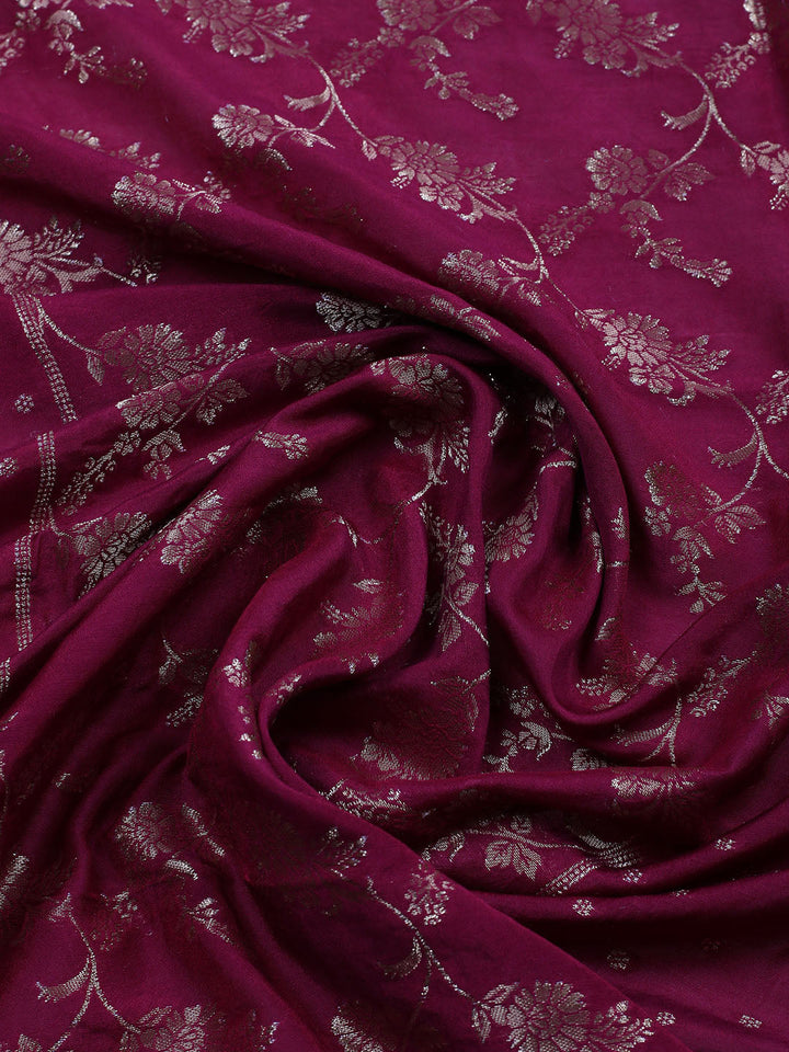Embroidered Chanderi Unstitched Suit With Pant &amp; Dupatta