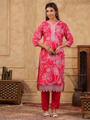 Printed Muslin Kurta With Pants & Dupatta