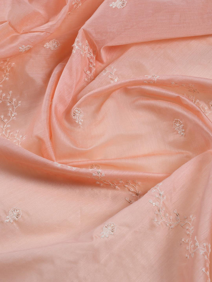 Embroidered Chanderi Unstitched Suit Piece With Dupatta