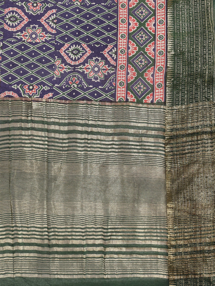 Digital Printed Cotton Blend Woven Saree