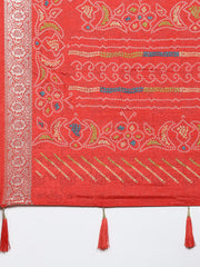 Bandhani Print Art Silk Woven Saree