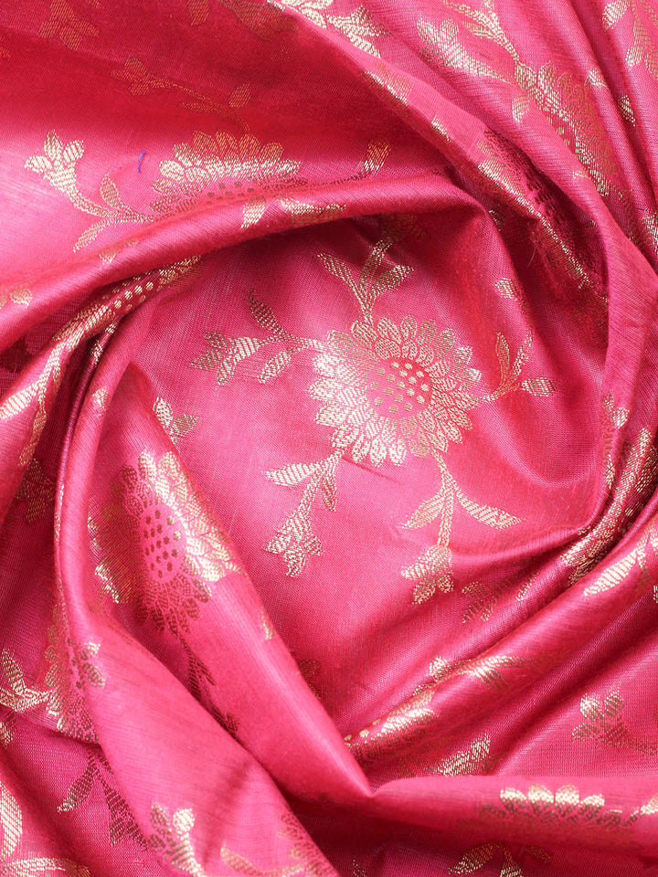 Woven Design Chanderi Unstitched Suit With Pant Dupatta