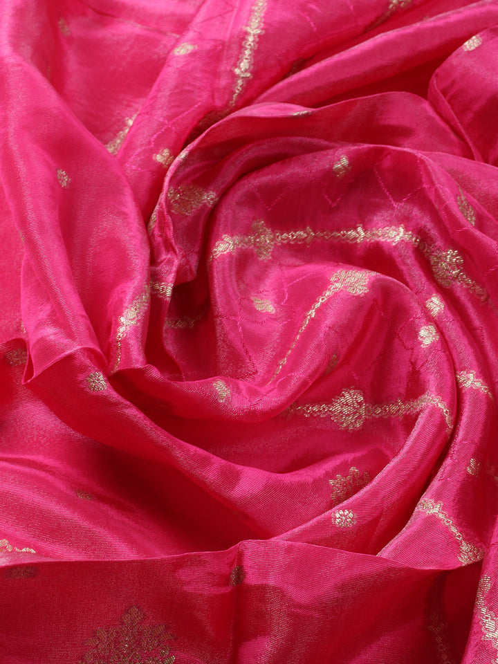 Woven Design Chanderi Unstitched Kurta With Pant &amp; Dupatta