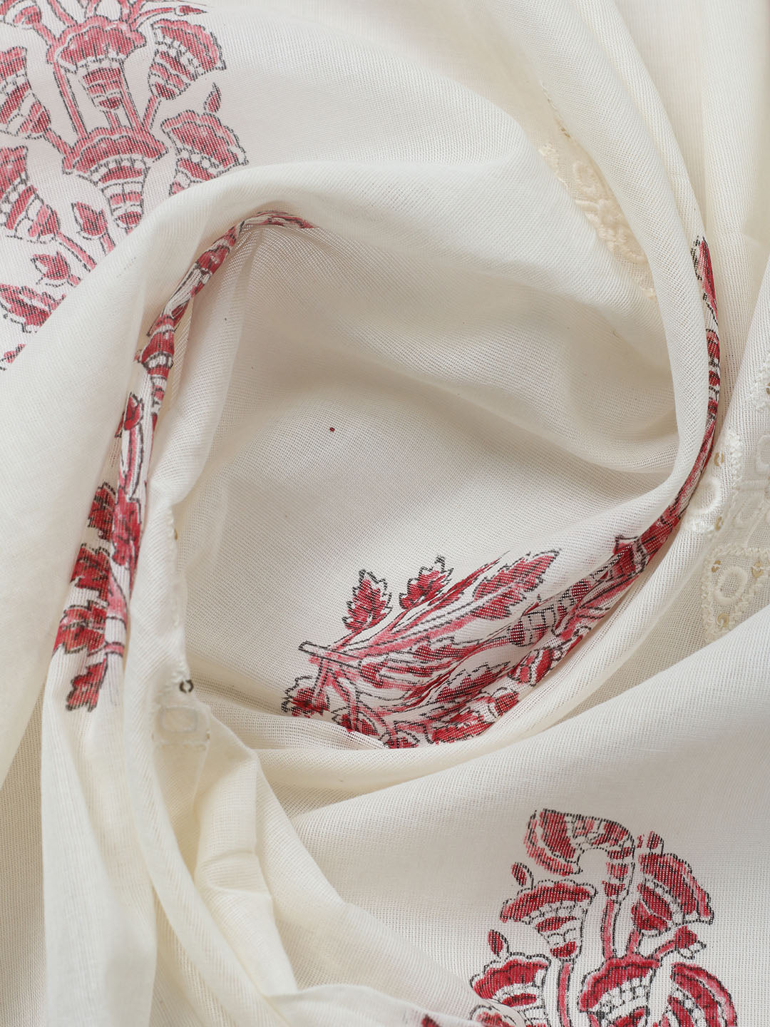 Embroidered Cotton Blend Unstitched Suit With Pant &amp; Dupatta
