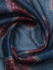 Printed Cotton Blend Unstitched Suit With Pant & Dupatta