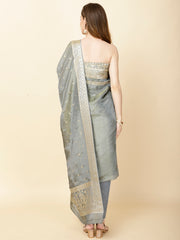 Floral Woven Chanderi Unstitched Suit Piece With Dupatta