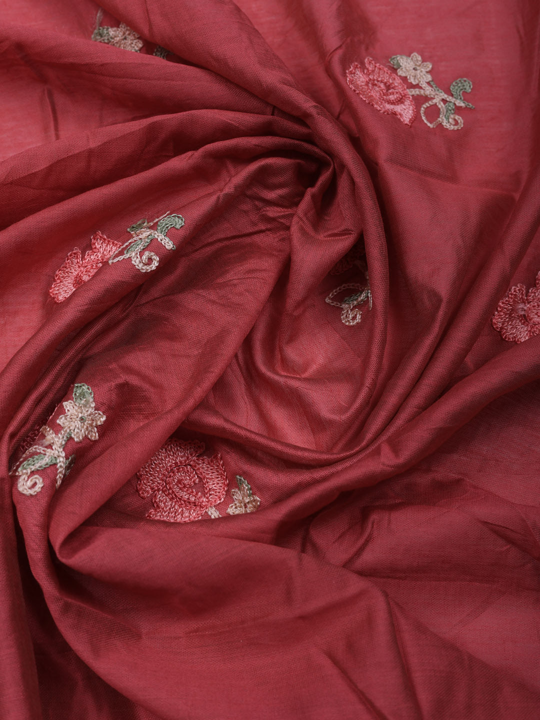 Embroidered Chanderi Unstitched Suit With Pant &amp; Dupatta