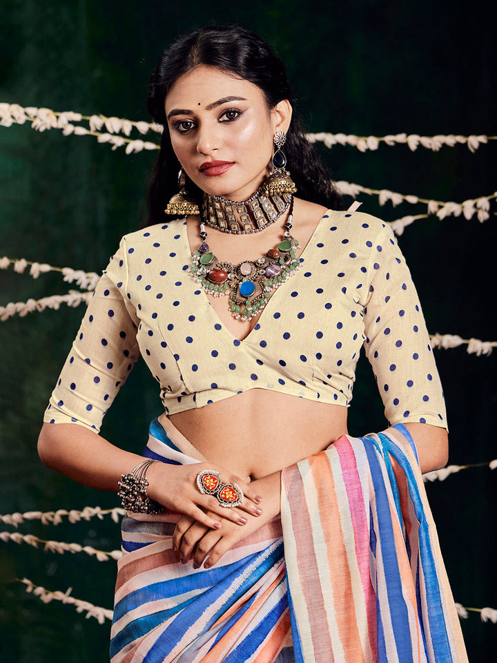Check Printed Chanderi Saree