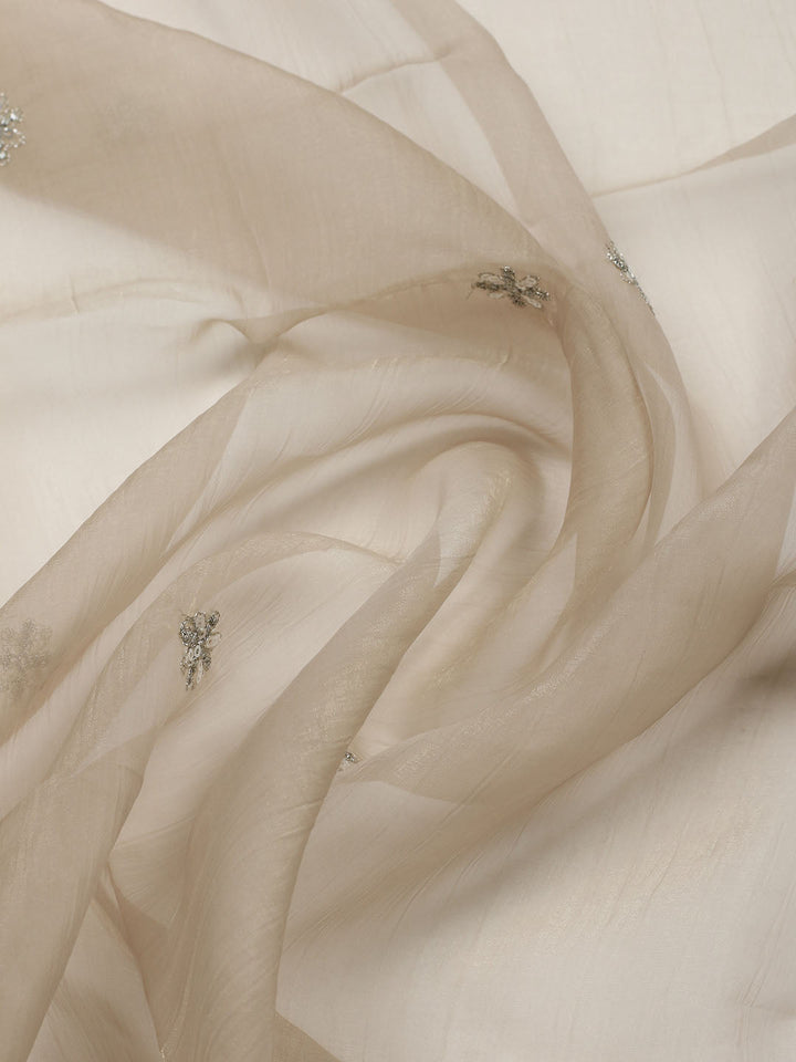 Embroidered Organza Unstitched Suit With Pant &amp; Dupatta