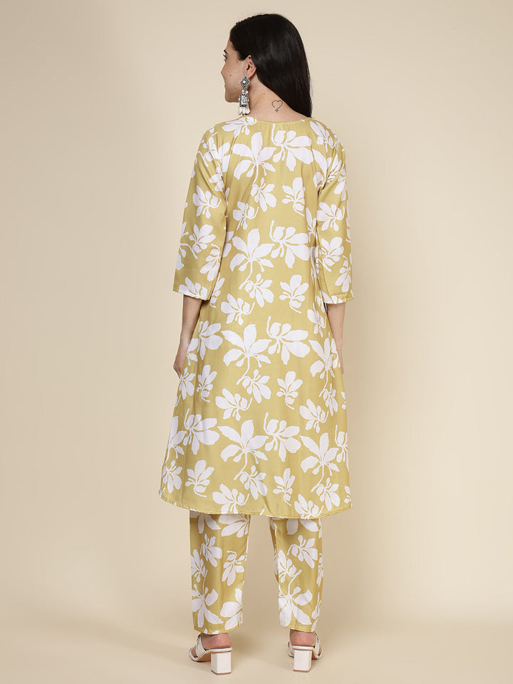 Printed Cotton Blend Kurta With Pants