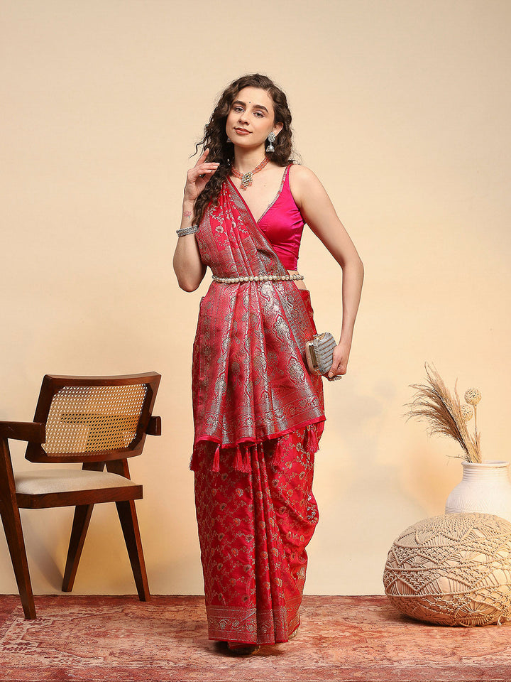 Woven Design Satin Saree