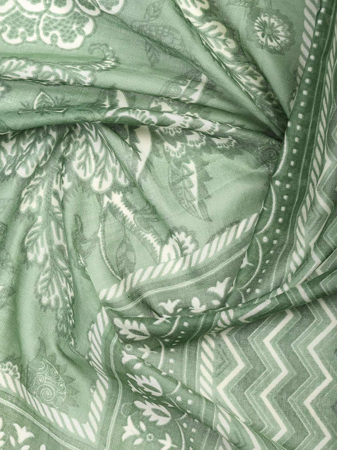 Patch Neck Cotton Blend Unstitched Suit With Dupatta